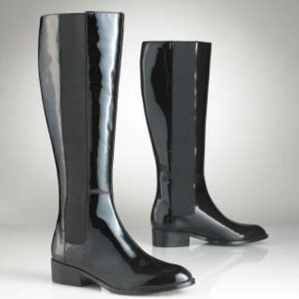 Ralph Lauren Black Patent Over-the-Knee Boots